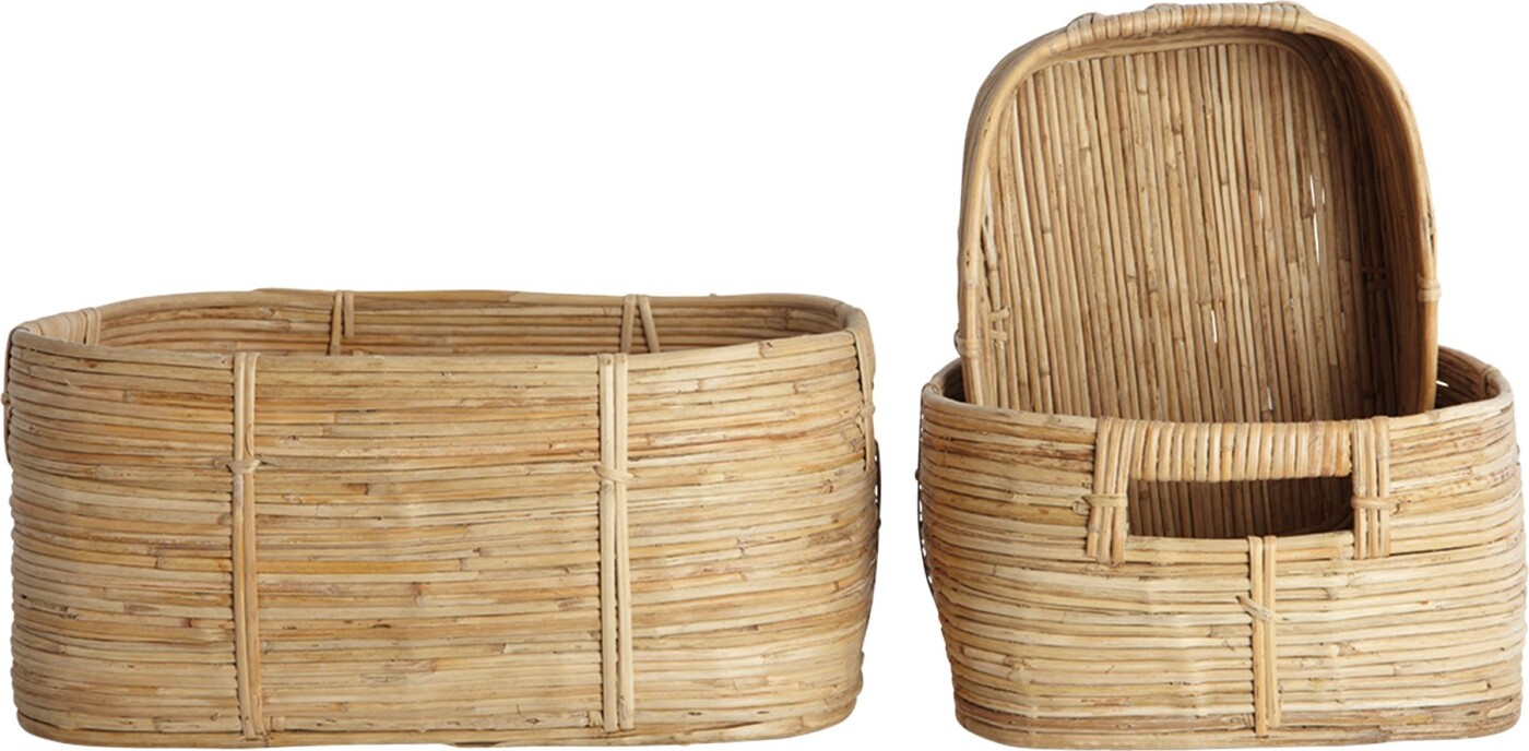 Kurvesæt House Doctor Chaka - 3 opbevaringskurve i naturligt rattan og bambus
