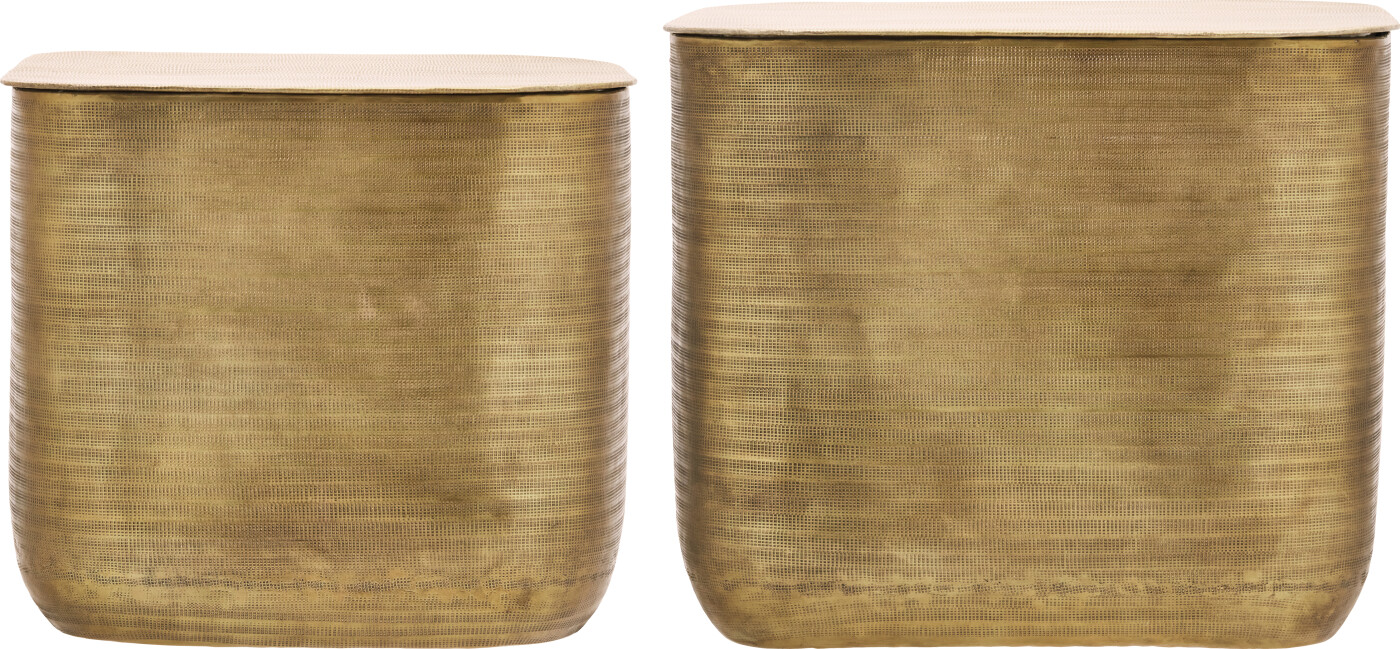 House Doctor - Sofabord Med Opbevaring - Cajas - Antik Guld Finish - 2 Stk