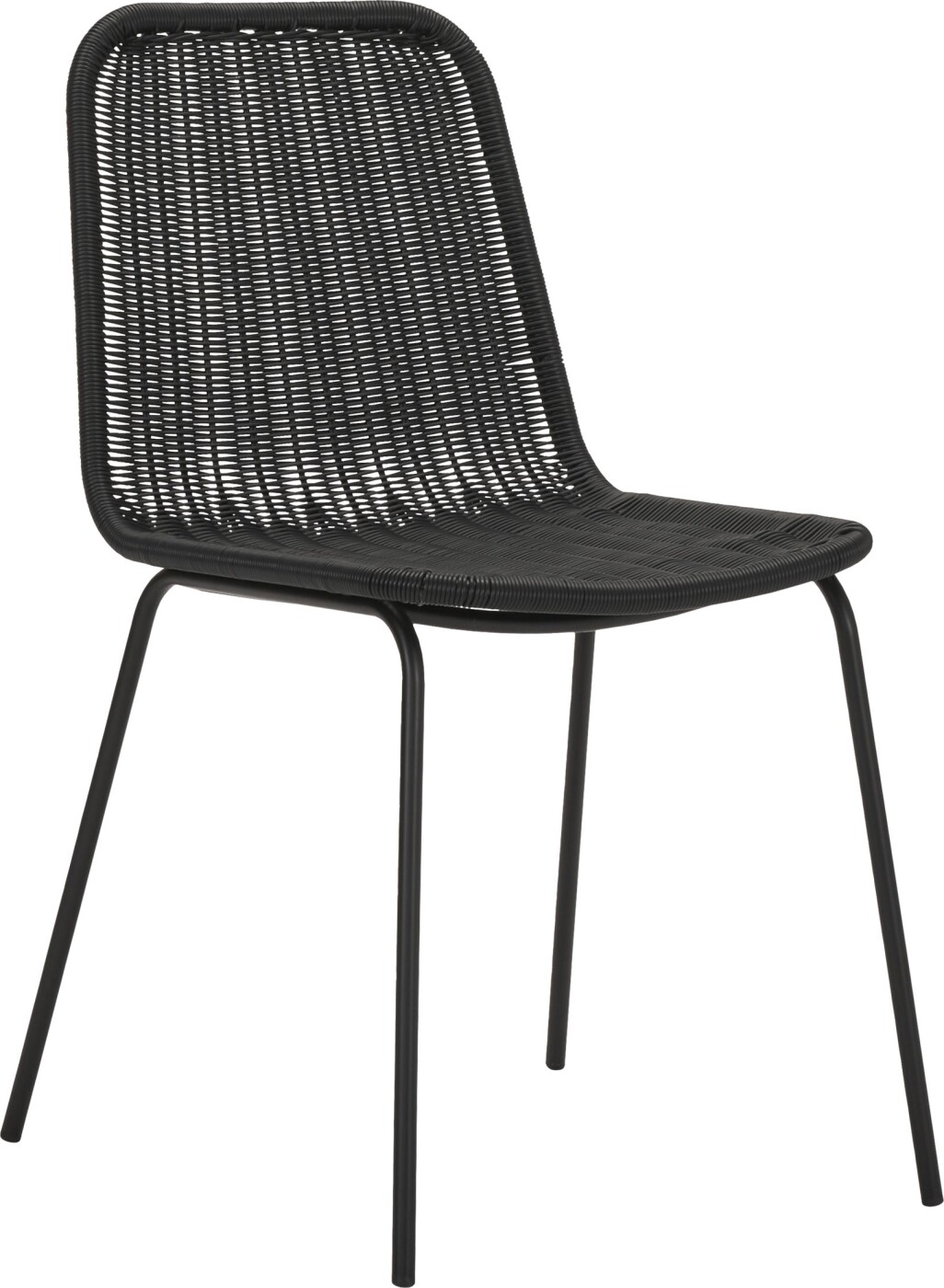 House Doctor udendørs spisebordsstol / havestol Hapur sort jern/PE-flet H82xB49xD55