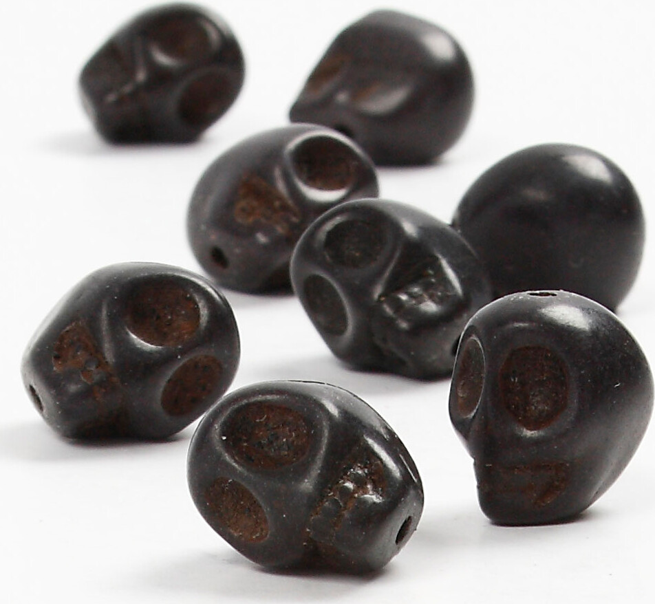 Howlite - ø 12 Mm - Hulstr. 1,5 Mm - Sort - 32 Stk. billede