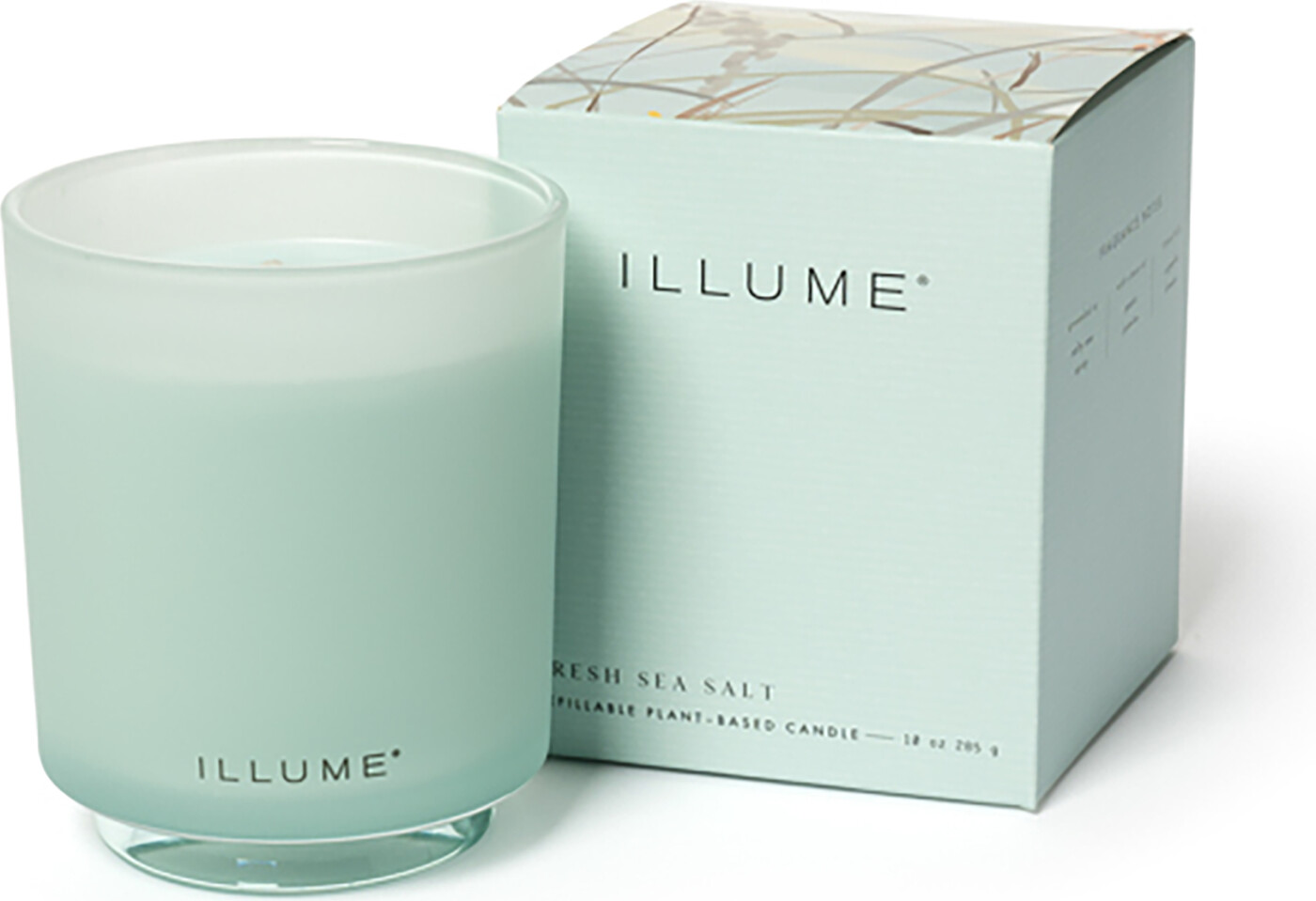 Bloomingville - Fresh Sea Salt Box Glass Candle, Grøn,, 285 G. - 50 Hours - D9xH10,7 cm