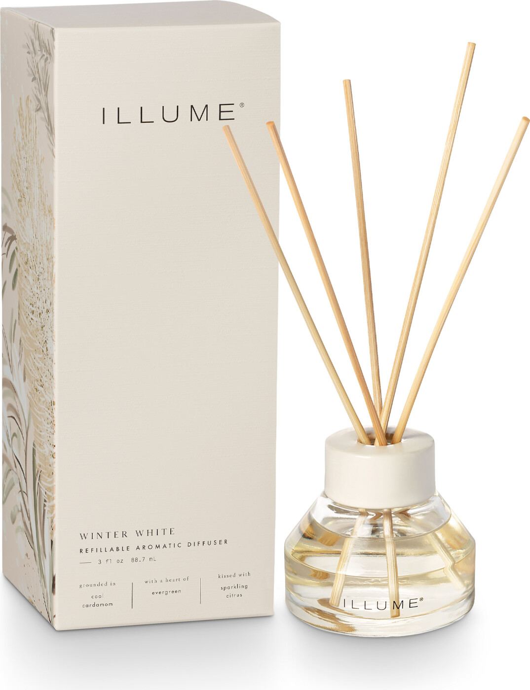 Bloomingville - Winter White Duftpinde, Hvid,, 88,7 ML. - 9 Reeds - D8xH7 cm