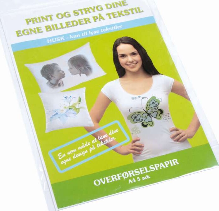 Ink Jet Overførselspapir A4 5 Ark - Stryges På Lyse Tekstiler