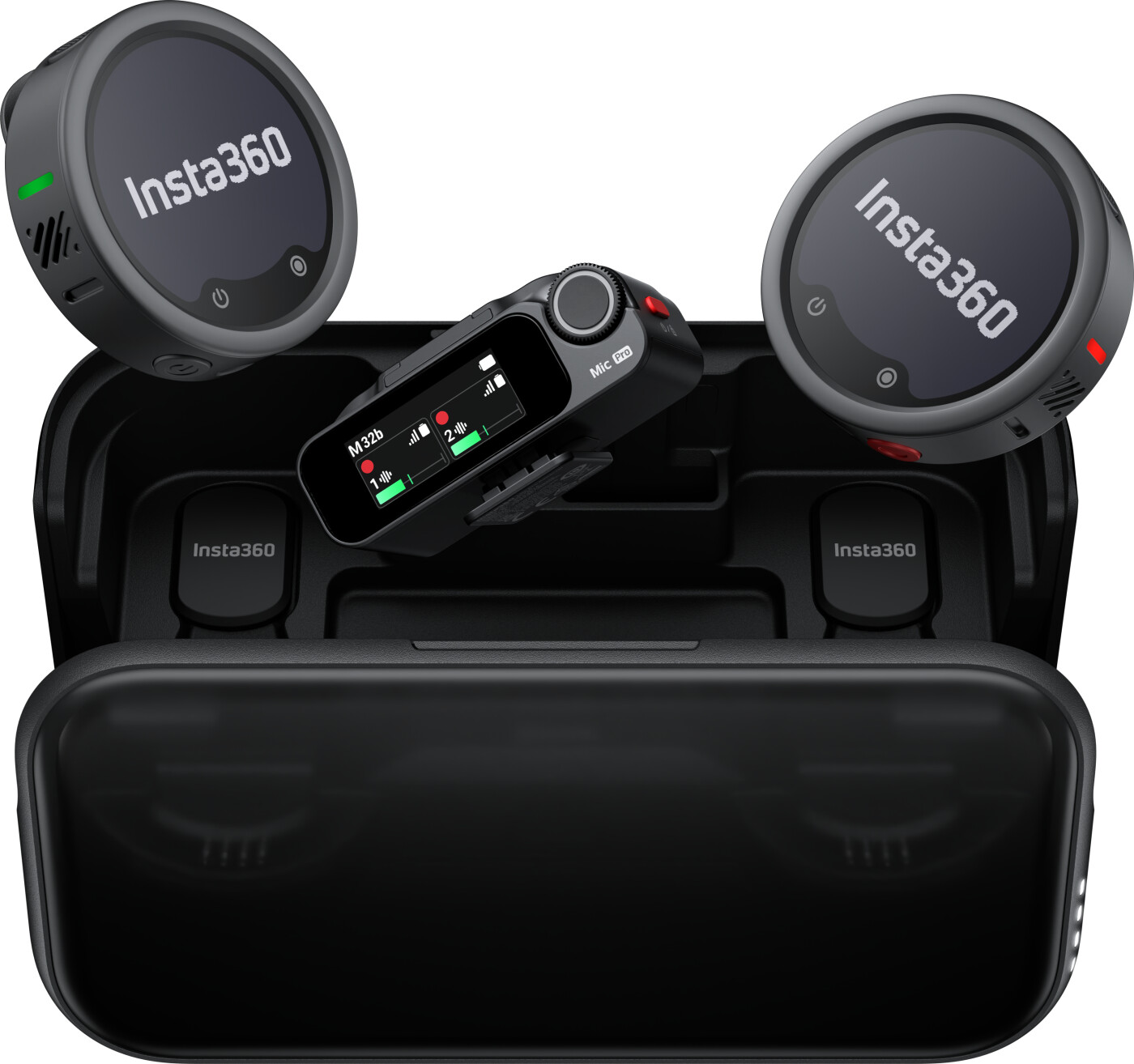Insta360 Mic Pro (2 TX + 1 RX), Håndholdt/Lavalier mikrofon, 400 m, Cardioid/Bidirectional/Omnidirectional microphone, 130 dB, 20 - 20000 Hz, Batteri