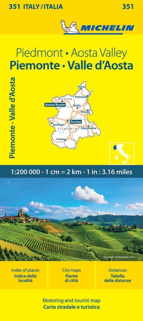Michelin Kort - Italy Blad 351: Piemonte, Valle D´aosta - English book