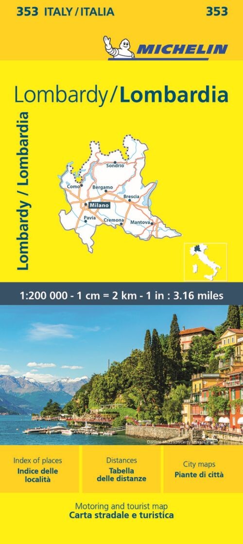 Michelin Kort - Italy Blad 353: Lombardia - English book