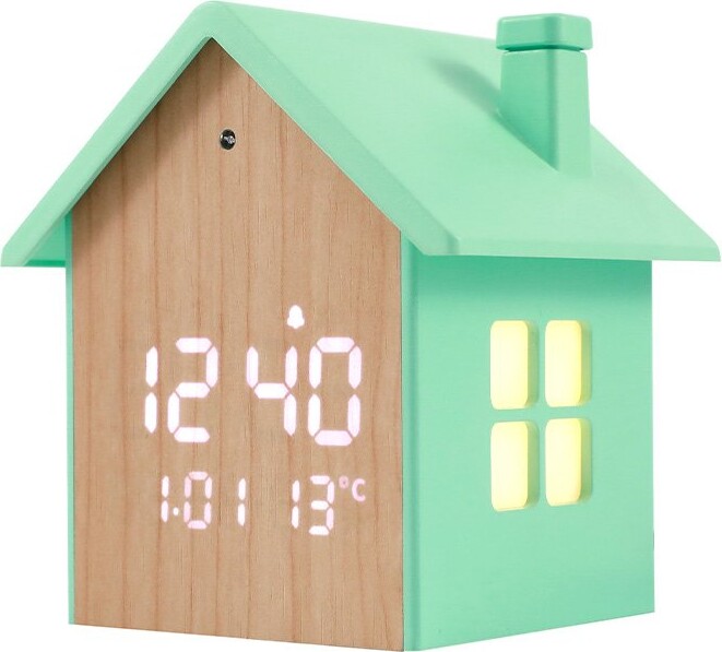 Itotal - Alarm Ur Fuglehus - Pastel Grøn - 11.5 X 9.8 X 11 Cm