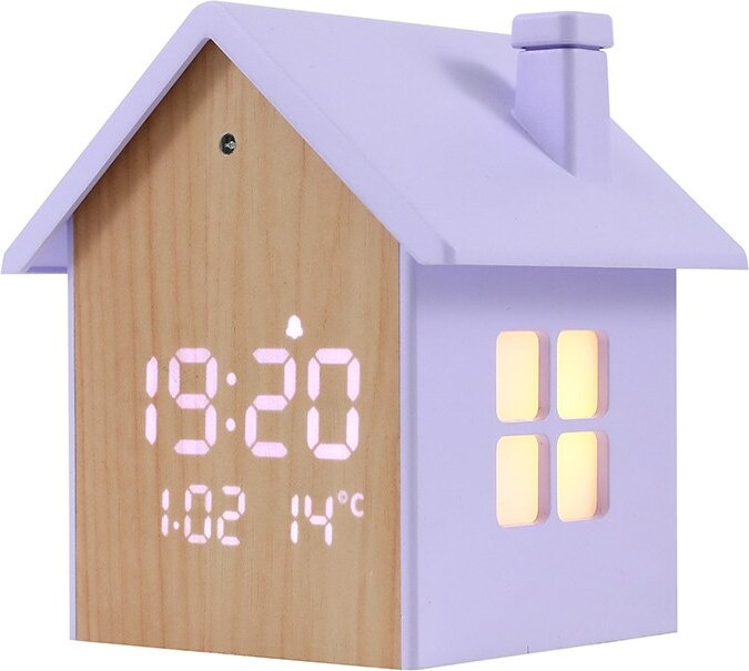 Itotal - Alarm Ur Fuglehus - Pastel Lilla - 11.5 X 9.8 X 11 Cm