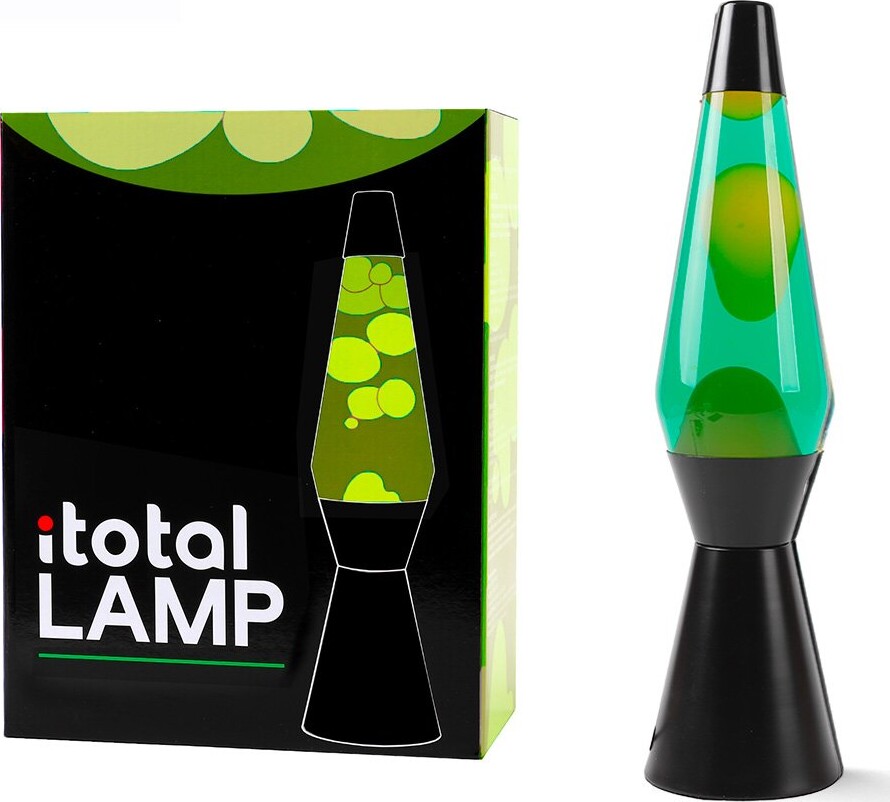 Itotal - Lava Lampe - Grøn Og Gul - Sort - 36 Cm