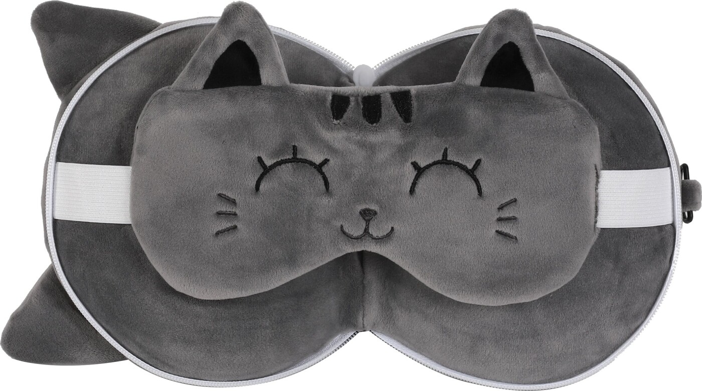 Itotal - Pude Med Sovemaske - Grey Cat