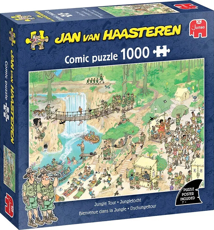 Jan Van Haasteren - Jungle Tour Comic Puzzle - 1000 Brikker - Jumbo