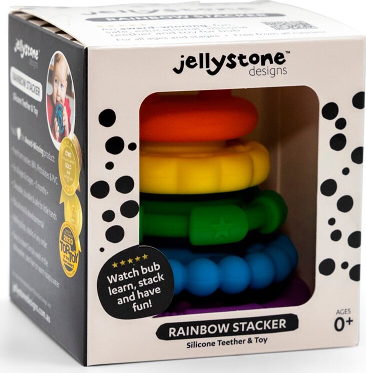 Jellystone Designs - Regnbue Stacker Og Teether - Regnbue