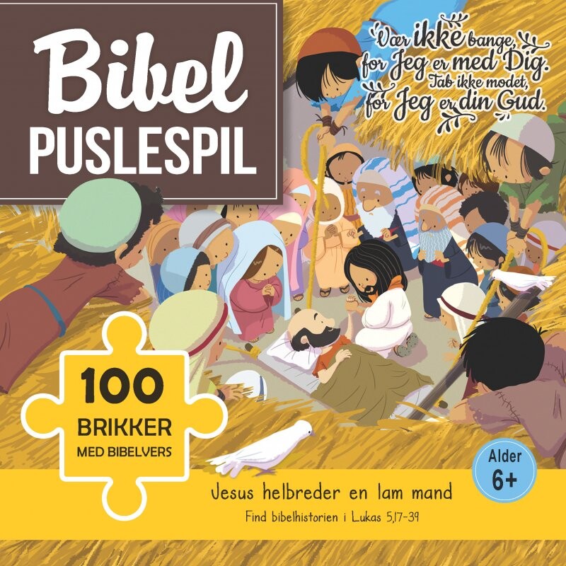Bibel Puslespil Med Bibelvers - Jesus Helbreder En Lam Mand - 100 Brikker