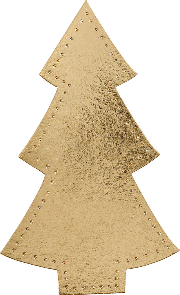 7: Juletræ - Læderpapir - Guld - 18x11 Cm - 4 Stk