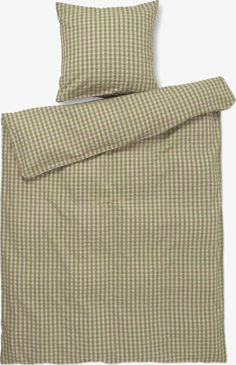 Juna - Bæk&bølge Sengetøj 140x200 Cm - Grøn & Støvet Rosa