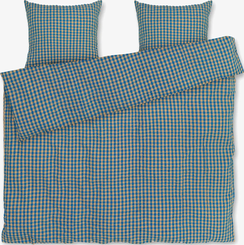 Juna - Bæk&bølge Sengetøj 200x220 Cm - Blå & Okker