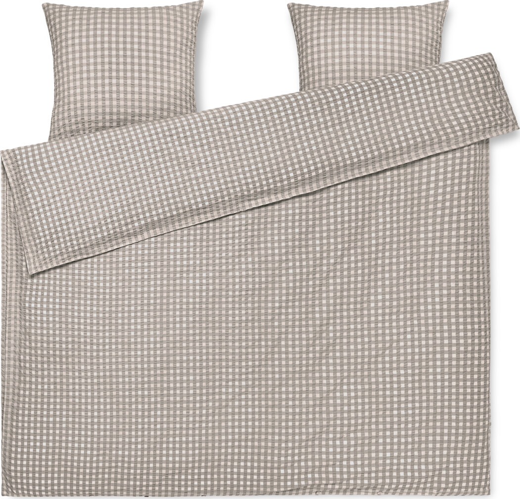 Bæk & Bølge Sengetøj, grå/birk fra Juna 200 x 220 cm, inkl. 2 x pudebetræk - Jacobsen Plus