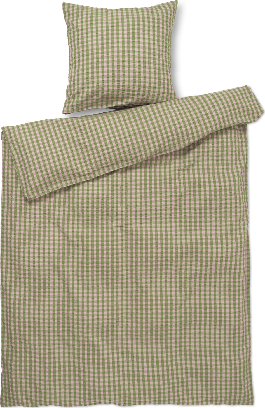 Bæk & Bølge Sengetøj, grøn/soft pink fra Juna 140 x 220 cm, inkl. pudebetræk - Jacobsen Plus