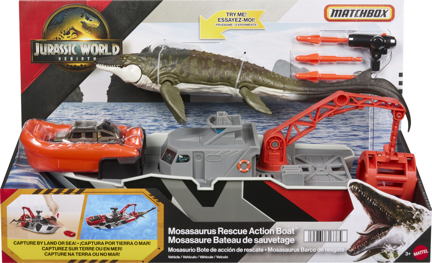 Jurassic World Legetøj - 38 cm - Rebirth - Mosasaurus Rescue Act