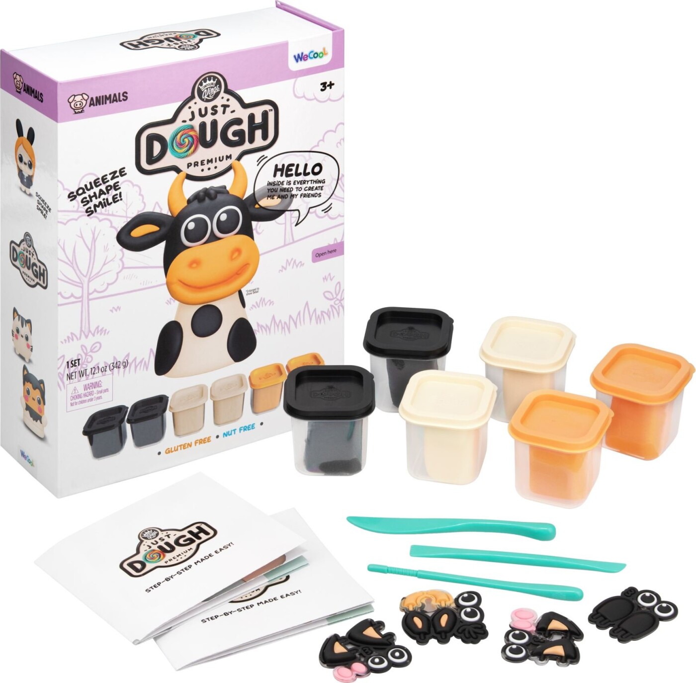 Just Dough - Ko-karakter Modellervokspakke 6x57g