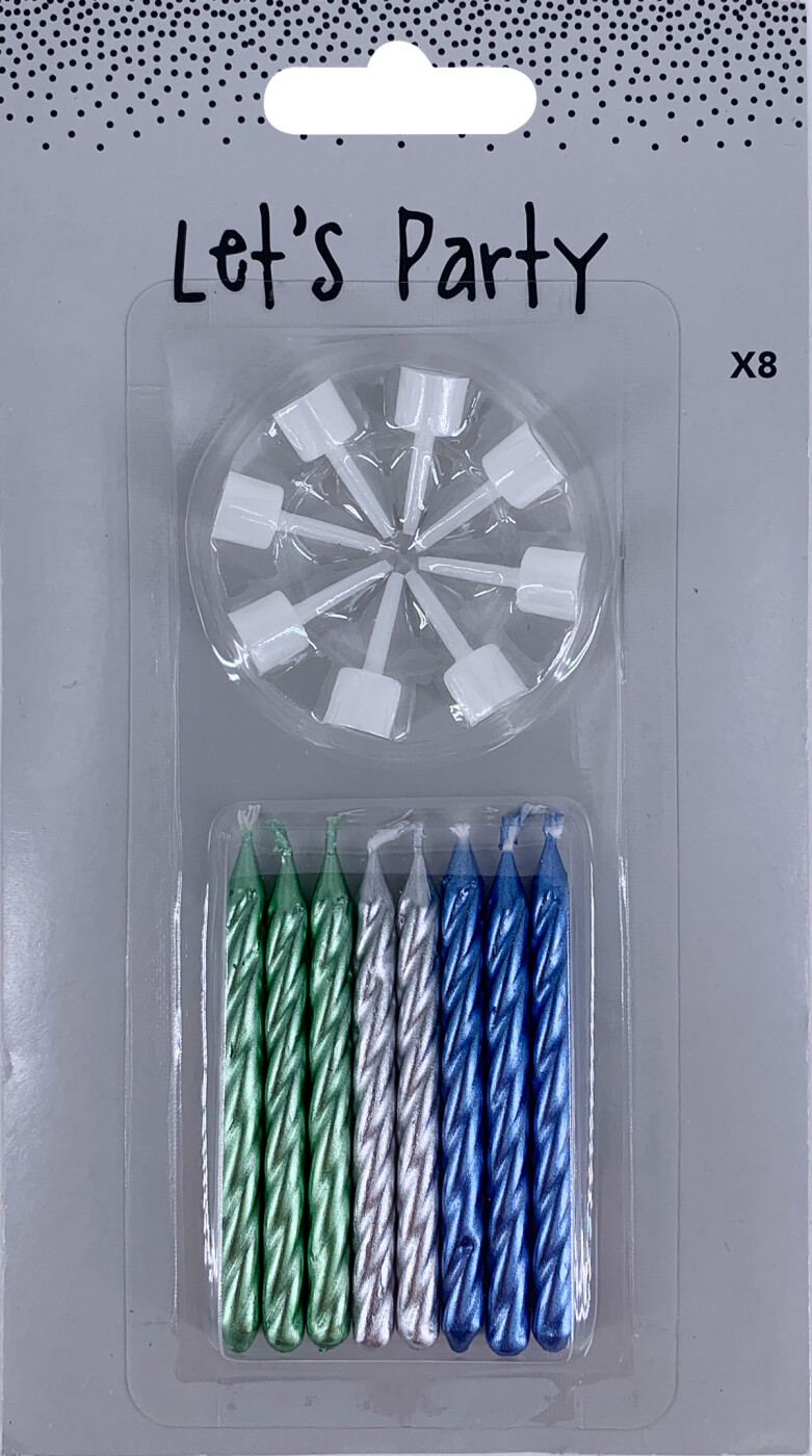 Kagelys Med Holder - 8 Stk Dreng - Lets Party
