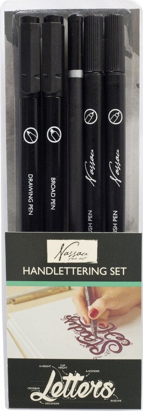 Kalligrafisæt - Letters - 5 Dele - Nassau Fine Art