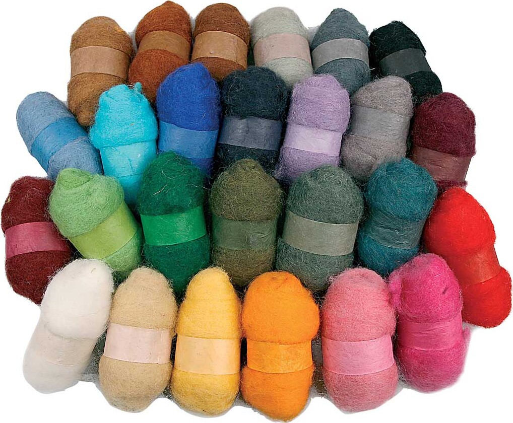 Kartet uld - sortiment, ass. farver, 26 x 25 g.