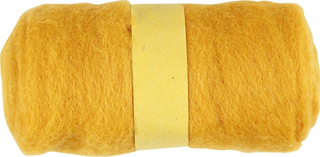 Kartet Uld - Gul - 100 G/ 1 Bundt