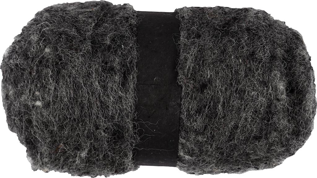 Kartet Uld - Mørk Grå - 100 G/ 1 Bundt