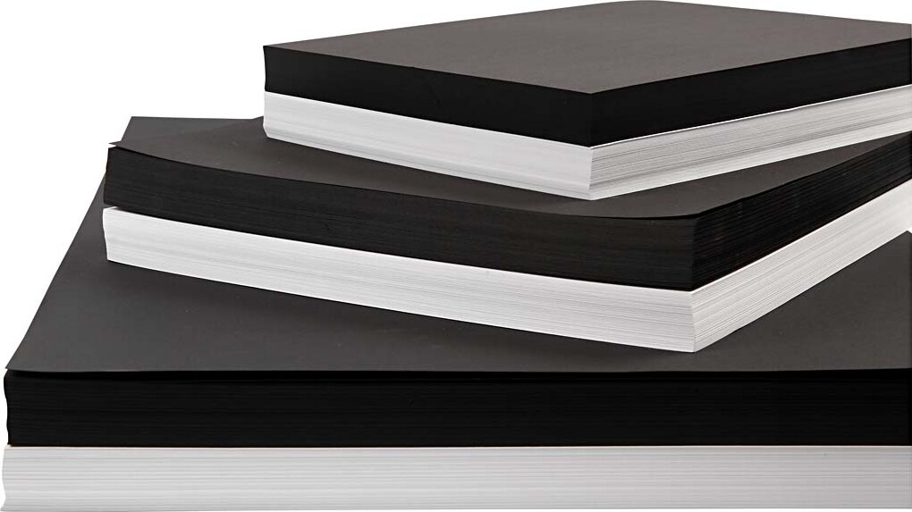 Karton - A2,a3,a4 - 200+250 G - Sort - Hvid - 600 Assorterede Ark