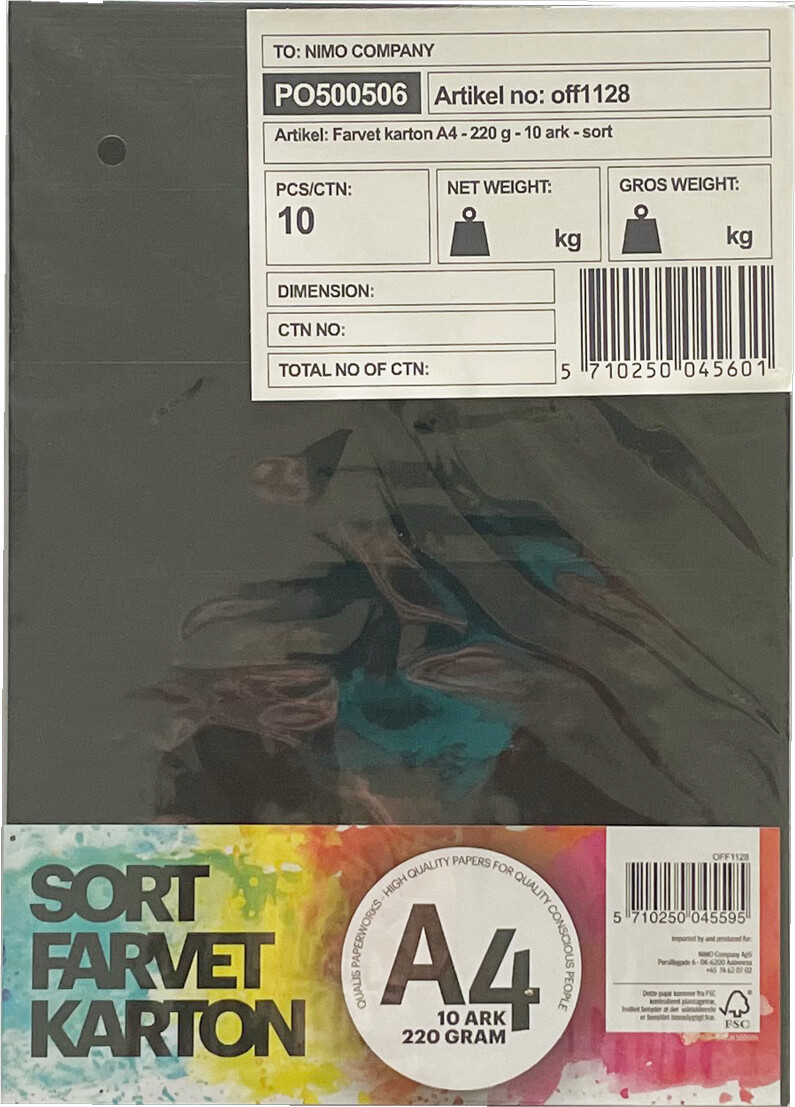 Hobby Mate Karton A4 220g. 10 ark SORT
