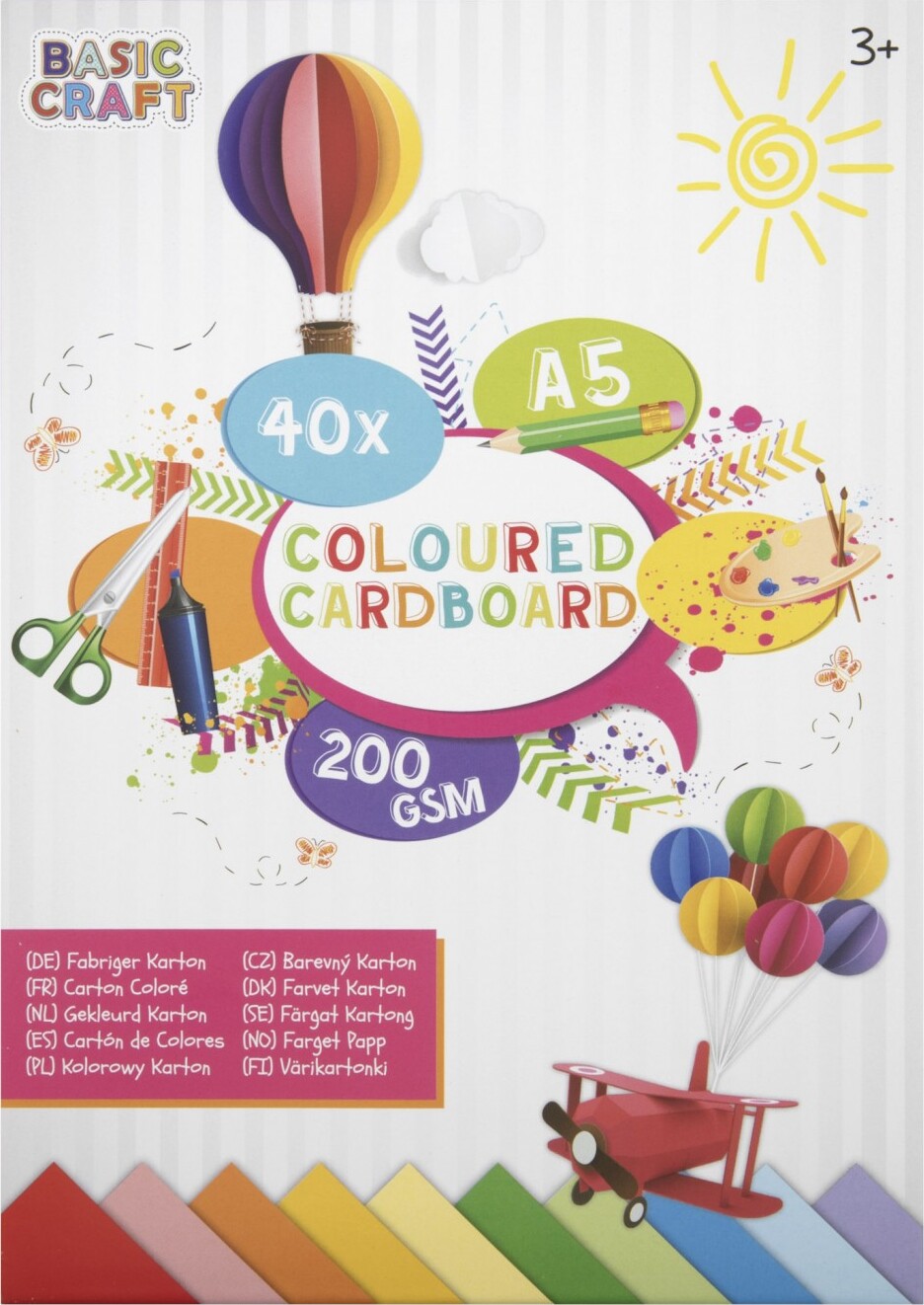 Creative Craft Group Karton A5, 200 g. 40 ark. ass. farver