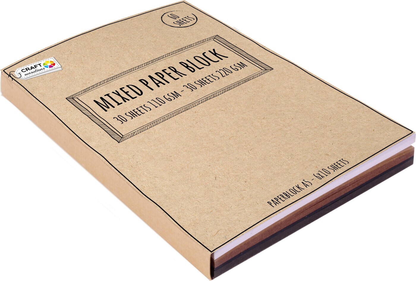Farvet Karton - A5 - Hvid, Brun Og Sort - 110 G Og 220 G - 60 Ark