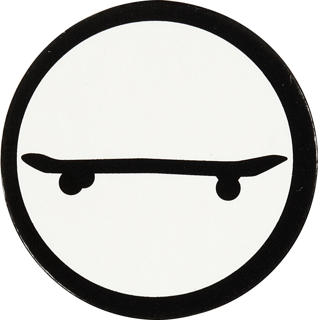 Billede af Kartonmærkat - Skateboard - ø 25 Mm - Hvid/sort - 20 Stk.