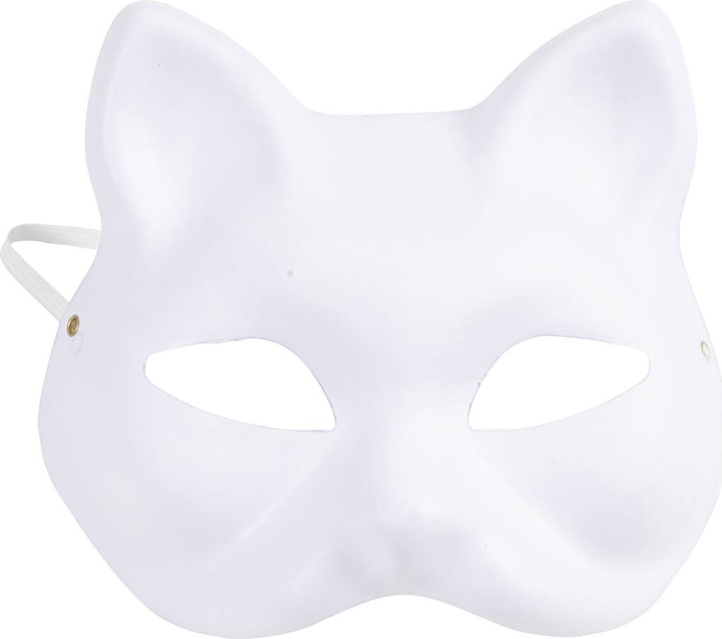 Kattemaske - H 17,5 Cm - B 18,5 - Hvid - 1 Stk. billede