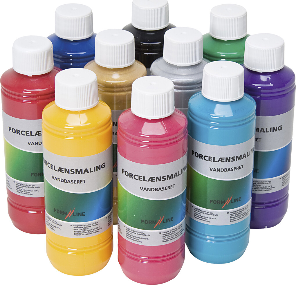Keramik- Og Porcelænsmaling - Assorterede Farver - 10x250 Ml