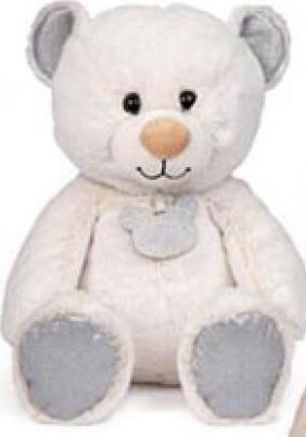 Kiddy Bamse I Hvid Med Sølv Glimme - 36 Cm