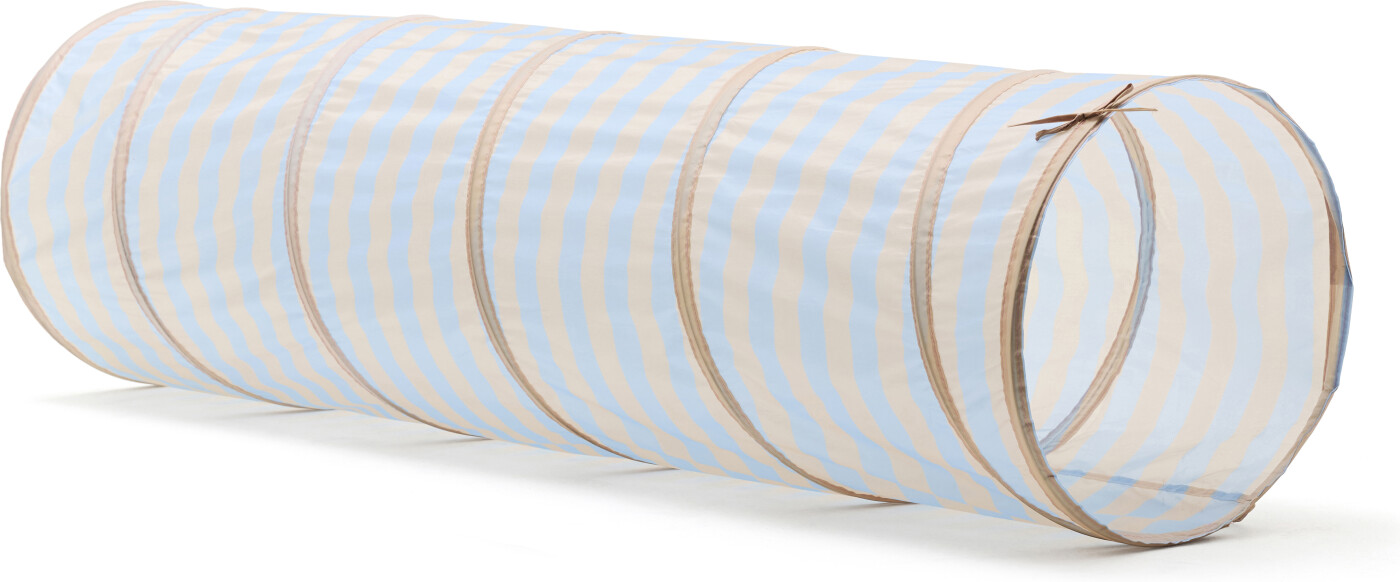 Kids Concept Legetunnel - 180 cm - Lyseblå/Beigestribet