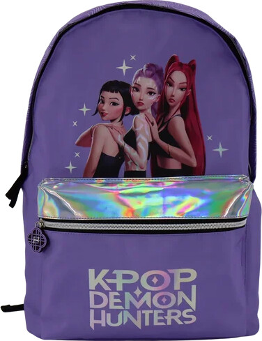KPop Demon Hunters skoletaske med HUNTR/X - 2 rum - Lilla - 42x30x18 cm
