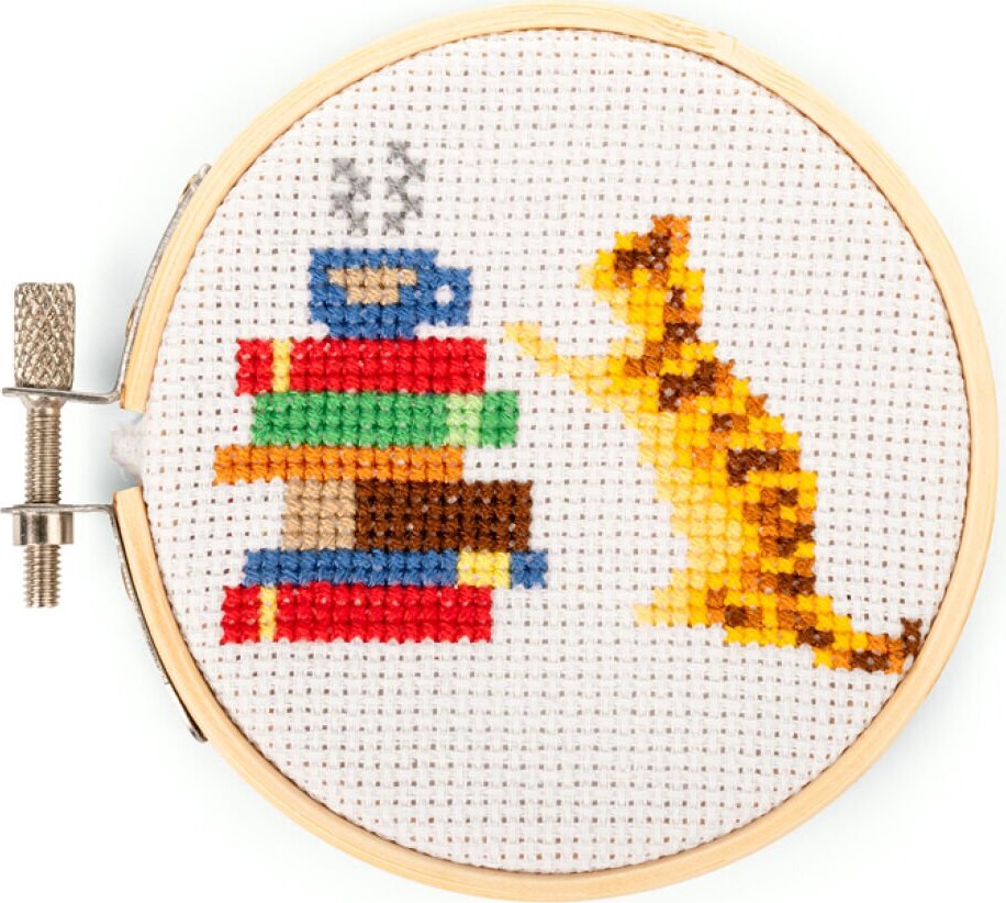 Kikkerland Mini-korsstingsbroderi med kat - (GG269)