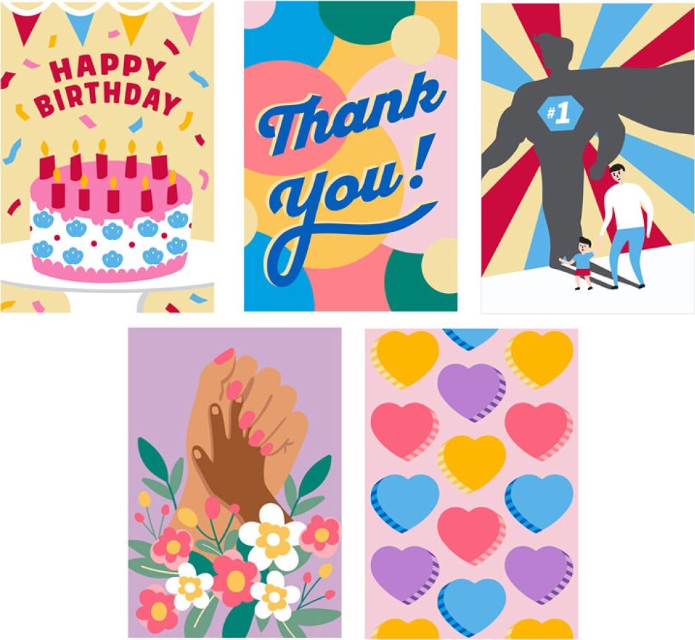 Mal Efter Tal Lykønskningskort - 5 Stk - Kikkerland