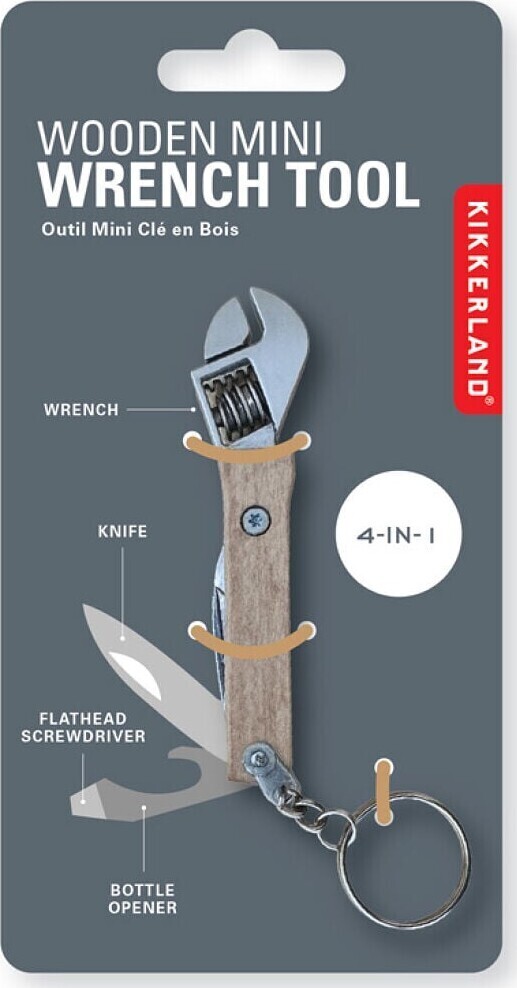 Kikkerland - Lille Svensknøgle I Træ - Natural Wood Finish - 3 Inches