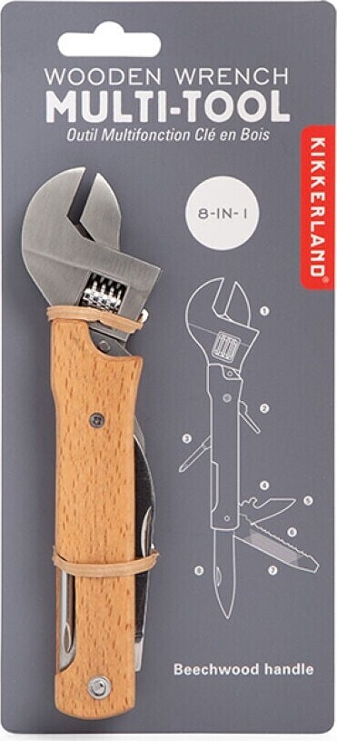 Kikkerland - Træ-skiftenøgle Multiværktøj - 1.5 X 6.25 X 0.75 Inches