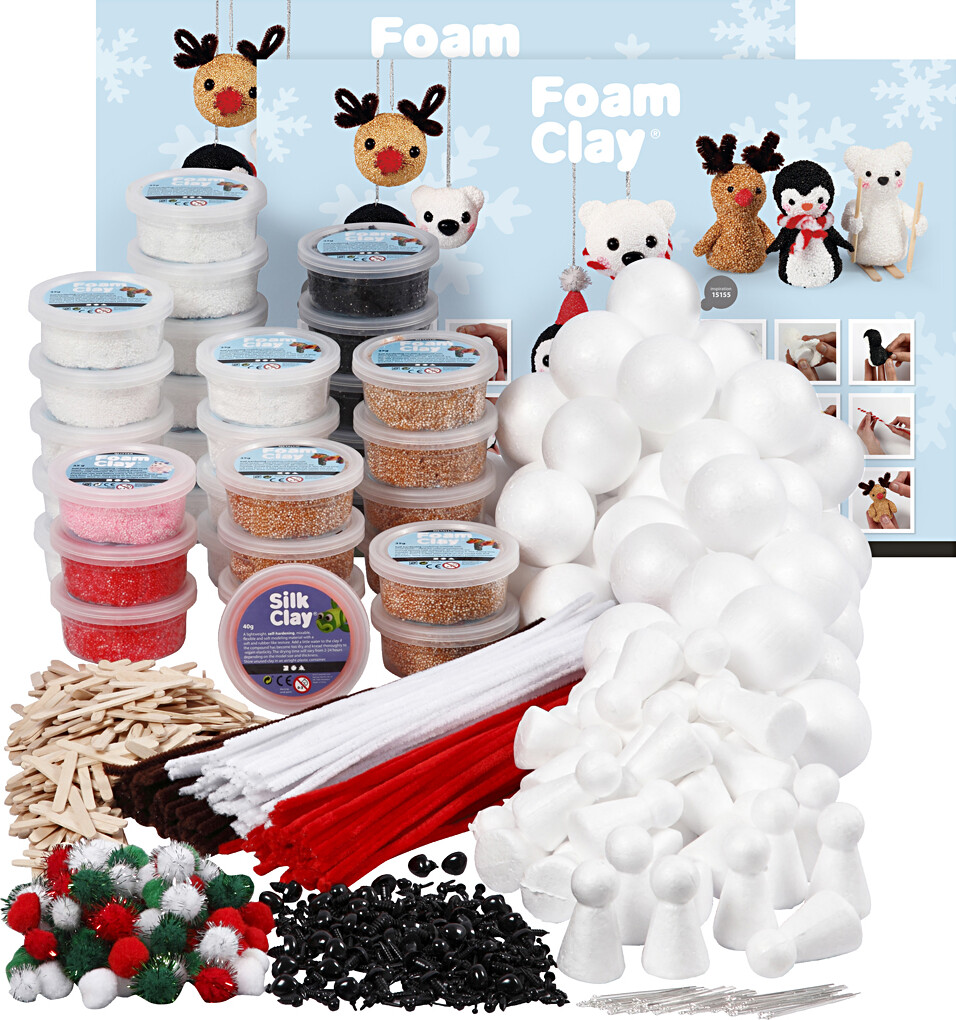 Klassesæt Til Polardyr Af Foam Clay - Assorterede Farver