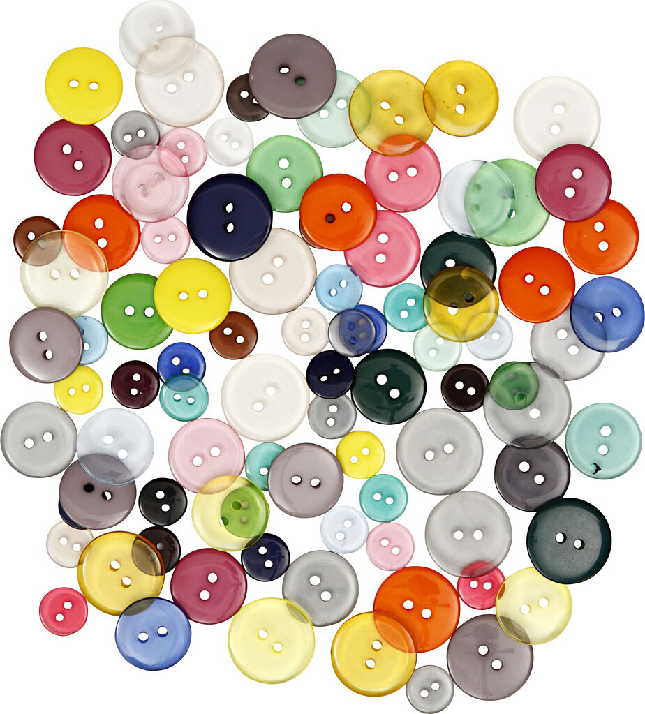 Knappe-mix - ø 12+18+20 Mm - Assorterede Farver - 100 Stk. - 50 G