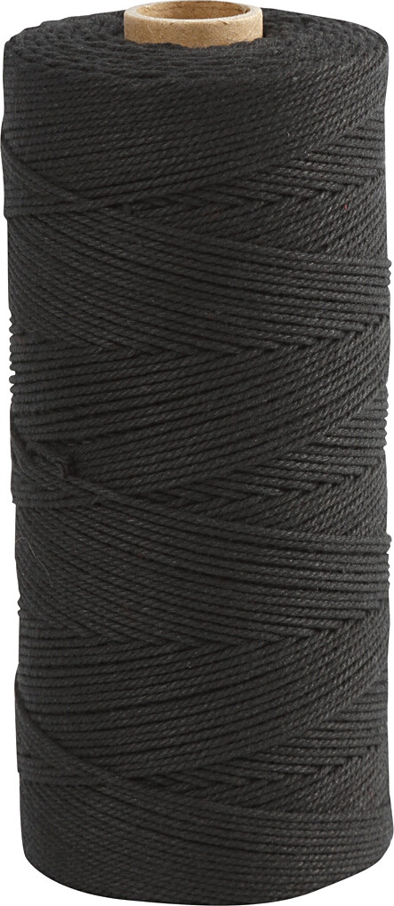 Knyttegarn - Tykkelse 1 Mm - L 315 M - Tynd Kvalitet 12/12 - Sort - 220 G