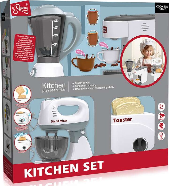 Tegole - Kitchen Set - 4-i-1 Legetøjs Køkkenmaskiner Sæt Med Lyd