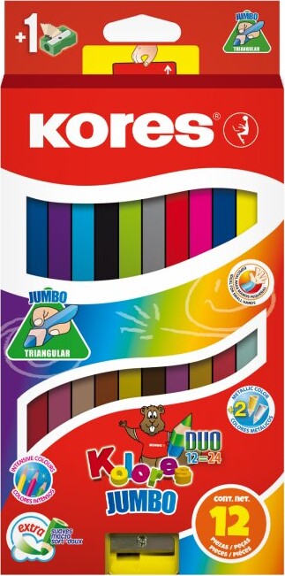 Kores Kolores Duo - 12 Trekantede Farveblyanter