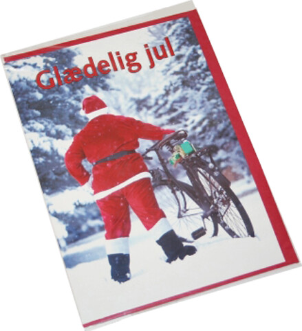 Kort 1 / 1 Julekort Julemand Med Cykel