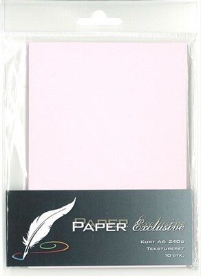 Kort A6 240g Rosa Tekstureret 10stk. - 923 - Paper Exclusive